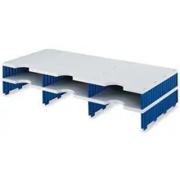 Aufbaueinheit Styro 268-1302.38 styrodoc trio 6Fächer grau/blau 2Etagen 723x223x331cm
