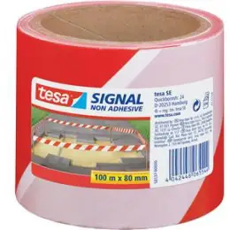 Absperrband Tesa 58137-00000-00 Signal 80mm x 100m nicht klebend rot/weiß