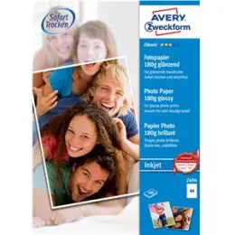 Fotopapier Avery Zweckform 2496 A4 180g Classic glänzend beschichtet, Pack 100 Blatt