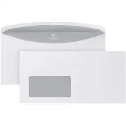 Briefumschlag Bong 02526177 C6/5 (114 x 229 mm), mit Fenster, Nassklebung, ASK, weiß, grauer Innendruck, 75g, Pack 1000 Stk