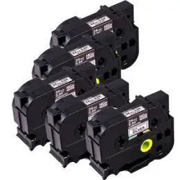 Schriftband-Kassette Brother HGe-M951V Multipack matt-schwarz auf silber 24mm/8m laminiert, Pack 5 Stk