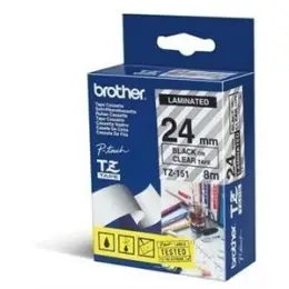 Schriftband-Kassette Brother TZe-151 schwarz auf transparent 24mm/8m laminiert