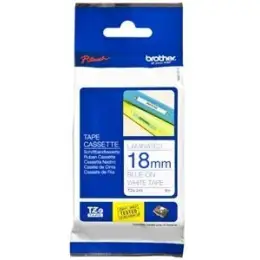 Schriftband-Kassette Brother TZe-243 blau auf weiß 18mm/8m laminiert