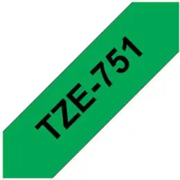 Schriftband-Kassette Brother TZe-751 schwarz auf grün 24mm/8m laminiert