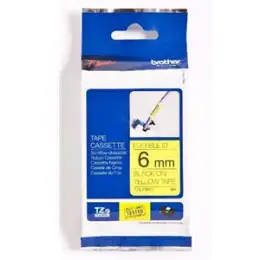 Schriftband-Kassette Brother TZe-FX611 schwarz auf gelb 6mm/8m Flexi-Tape laminiert