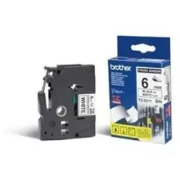 Schriftband-Kassette Brother TZe-S211 schwarz auf weiß 6mm/8m laminiert stark klebend