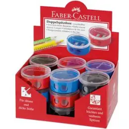 Doppelspitzdose Faber-Castell 185418 Kunststoff sortiert mit Drehverschluss, Pack 18 Stk
