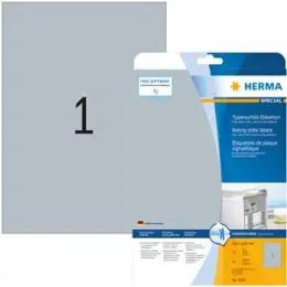 Typenschild-Etiketten Herma 4224 Special 210 x 297 mm SuperPrint silber 1Etikett/Blatt, Pack 25 Stk/25 Blatt