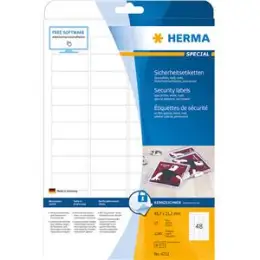 Sicherheits-Etiketten Herma 4232 Special 45,7 x 21,2 mm weiß, Laser, Pack 1200 Stk/25 Blatt