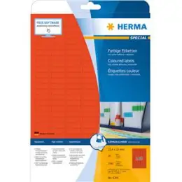 Etiketten Herma 4244 Special 25,4 x 10 mm selbstklebend ablösbar, rot, Inkjet Laser Kopierer, Pack 3780 Stk/20 Blatt
