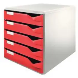 Schubladenbox Leitz 5280-00-25 52800025 rot/grau 5-Schübe Post- und Formularset