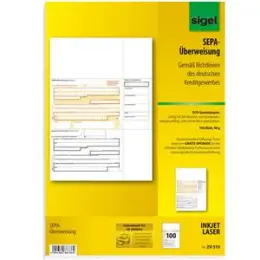 Überweisung Sigel ZV570 SEPA PC/A4 90g, Pack 100 Blatt