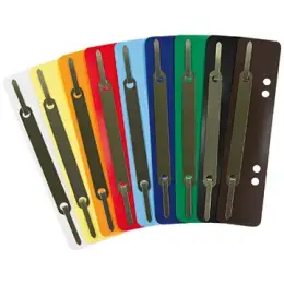 Heftstreifen Soennecken 125244499 3192 kurz, Kunststoff (PP), Metalldeckleiste, 10 Farben sortiert, Pack 10 Bündel je 25 Stk