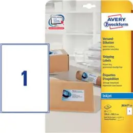 Versand-Etiketten Avery Zweckform J8167-25 199,6 x 289,1 mm weiß, selbstklebend, Inkjet, Pack 25 Stk/25 Blatt