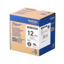 Schriftband-Kassette Brother HGe-231V5 Multipack schwarz auf weiß, 12mm/8m, laminiert, Pack 5 Stk