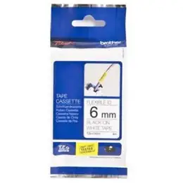 Schriftband-Kassette Brother TZe-FX211 schwarz auf weiß 6mm/8m Flexi-Tape laminiert