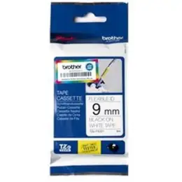 Schriftband-Kassette Brother TZe-FX221 schwarz auf weiß 9mm/8m Flexi-Tapes laminiert