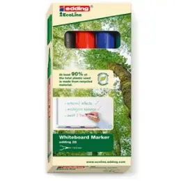 Whiteboardmarker Edding 28 EcoLine 4-28-4 1,5-3mm, Rundspitze, 4er-Etui, schwarz, rot, blau, grün