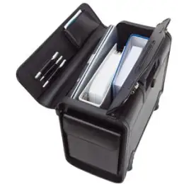 Pilotenkoffer Alassio 92705 Silvana Leder, schwarz, arretierbares Trolleysystem, Laptopfach