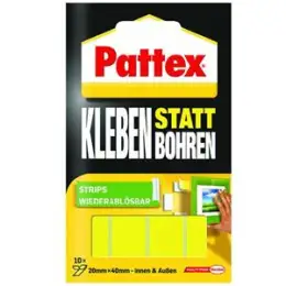 Klebestrips Pattex PXMS1 bis 2kg doppelseitig 20x40mm ablösbar, Pack 10 Stk