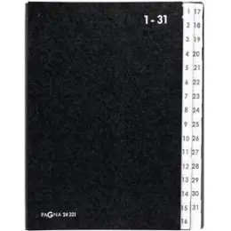Pultordner Pagna 24321-04 A4, 32 Fächer, 1-31, Hartpappe, PP-Tabe, schwarz