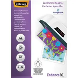 Laminierhülle Fellowes 5306114 A4 80micron glänzend Format: 216x303mm, Pack 100 Stk