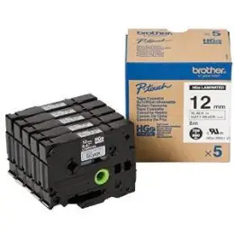 Schriftband-Kassette Brother HGe-M931V Multipack matt-schwarz auf silber 12mm/8m laminiert, Pack 5 Stk