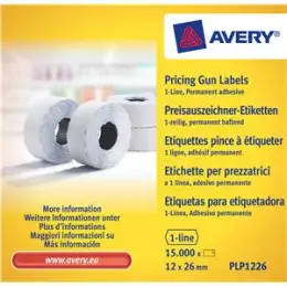 Auszeichnungsetiketten Avery Zweckform PLP1226 12 x 26 mm, 1-zeilig, weiß, selbstklebend, Pack 15000 Stk