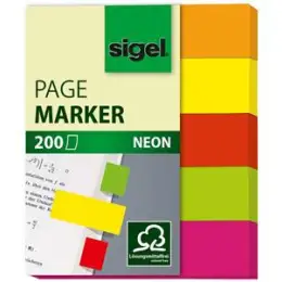 Haftmarker Sigel HN655 12 x 50 mm, 5 Neonfarben, Pack 5 Blöcke je 40 Blatt/200 Stk