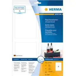 Flaschen-Etiketten Herma 8882 Special 90 x 120 mm selbstklebend, glossy, glänzend, weiß, Inkjet, Pack 40 Stk/10 Blatt