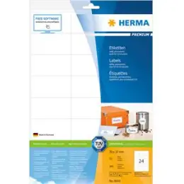 Etiketten Herma 8644 Premium 70 x 37 mm selbstklebend, weiß, Inkjet Laser Kopierer, Pack 240 Stk/10 Blatt