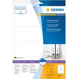 Ordner-Rückenschild Etiketten Herma 8621 Special kurz/breit, matt, selbstklebend, blanko, weiß, Inkjet Laser Kopierer, Pack 40 Stk/10 Blatt