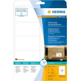 Versand-Etiketten Herma 8330 Special 99,1 x 57 mm Folie, selbstklebend, wetterfest, weiß, Laser, Pack 250 Stk/25 Blatt
