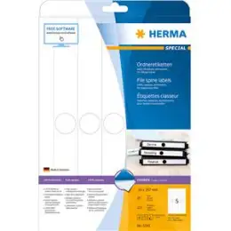 Ordner-Rückenschild Etiketten Herma 5165 Special Hängeordner/schmal, matt, selbstklebend, blanko, weiß, Inkjet Laser Kopierer, Pack 125 Stk/25 Blatt
