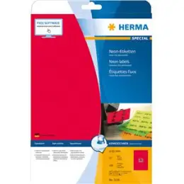 Etiketten Herma 5156 Special Ø 60 mm rund selbstklebend, neon-rot, Inkjet Laser Kopierer, Pack 240 Stk/20 Blatt
