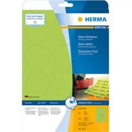 Etiketten Herma 5155 Special Ø 60 mm rund selbstklebend, neon-grün, Inkjet Laser Kopierer, Pack 240 Stk/20 Blatt