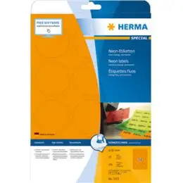 Etiketten Herma 5153 Special Ø 60 mm rund selbstklebend, neon-orange, Inkjet Laser Kopierer, Pack 240 Stk/20 Blatt