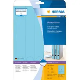 Ordner-Rückenschild Etiketten Herma 5133 Special lang/schmal, matt, selbstklebend, blanko, blau, Inkjet Laser Kopierer, Pack 100 Stk/20 Blatt