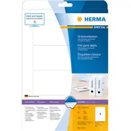 Ordner-Rückenschild Etiketten Herma 5121 Special extrakurz/breit, matt, selbstklebend, blanko, weiß, Inkjet Laser Kopierer, Pack 100 Stk/25 Blatt