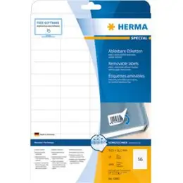 Etiketten Herma 5080 Special 52,5 x 21,2 mm selbstklebend, wiederablösbar, weiß, Inkjet Laser Kopierer, Pack 1400 Stk/25 Blatt