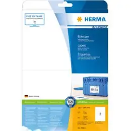 Etiketten Herma 5064 Premium 210 x 148 mm selbstklebend, weiß, Inkjet Laser Kopierer, Pack 50 Stk/25 Blatt