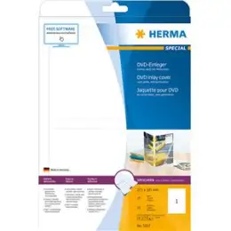 DVD-Einleger Herma 5037 Special 273 x 183 mm A4, Karton, weiß, mikroperforiert, Inkjet Laser Kopierer, Pack 25 Stk/25 Blatt