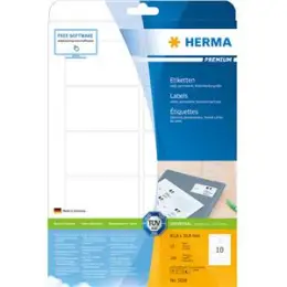 Etiketten Herma 5028 Premium 83,8 x 50,8 mm selbstklebend, weiß, Inkjet Laser Kopierer, Pack 250 Stk/25 Blatt