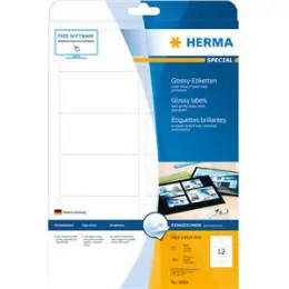 Etiketten Herma 4906 Special 88,9 x 46,6 mm selbstklebend, glänzend, weiß, Laser, Pack 300 Stk/25 Blatt