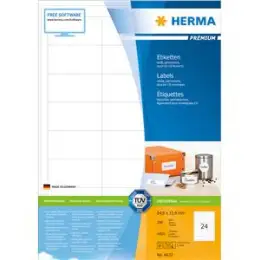 Etiketten Herma 4632 Premium 64,6 x 33,8 mm selbstklebend, weiß, Inkjet Laser Kopierer, Pack 4800 Stk/200 Blatt