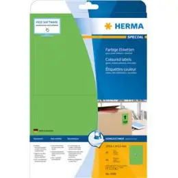Etiketten Herma 4499 Special 199,6 x 143,5 mm selbstklebend ablösbar, grün, Inkjet Laser Kopierer, Pack 40 Stk/20 Blatt
