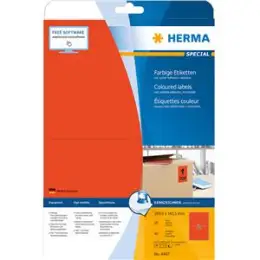 Etiketten Herma 4497 Special 199,6 x 143,5 mm selbstklebend ablösbar, rot, Inkjet Laser Kopierer, Pack 40 Stk/20 Blatt