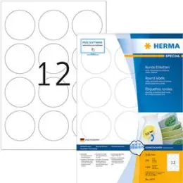 Etiketten Herma 4477 Special Ø 60 mm rund, selbstklebend, wiederablösbar, weiß, Inkjet Laser Kopierer, Pack 1200 Stk/100 Blatt