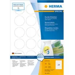 Etiketten Herma 4476 Special Ø 40 mm rund, selbstklebend, wiederablösbar, weiß, Inkjet Laser Kopierer, Pack 2400 Stk/100 Blatt