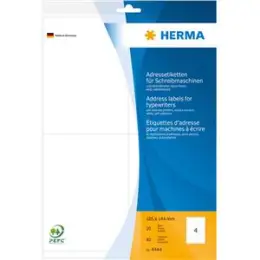 Adressetiketten Herma 4444 105 x 144 mm selbstklebend, weiß, Schreibmaschine Handbeschriftung, Pack 80 Stk/20 Blatt